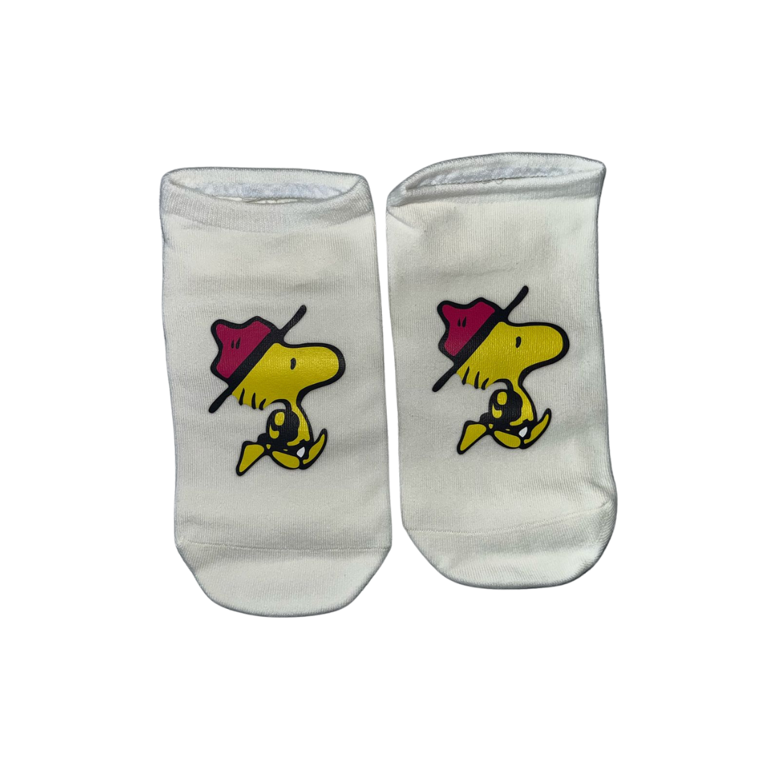 calcetines blancos de boca corta con estampado de Woodstock 32-40