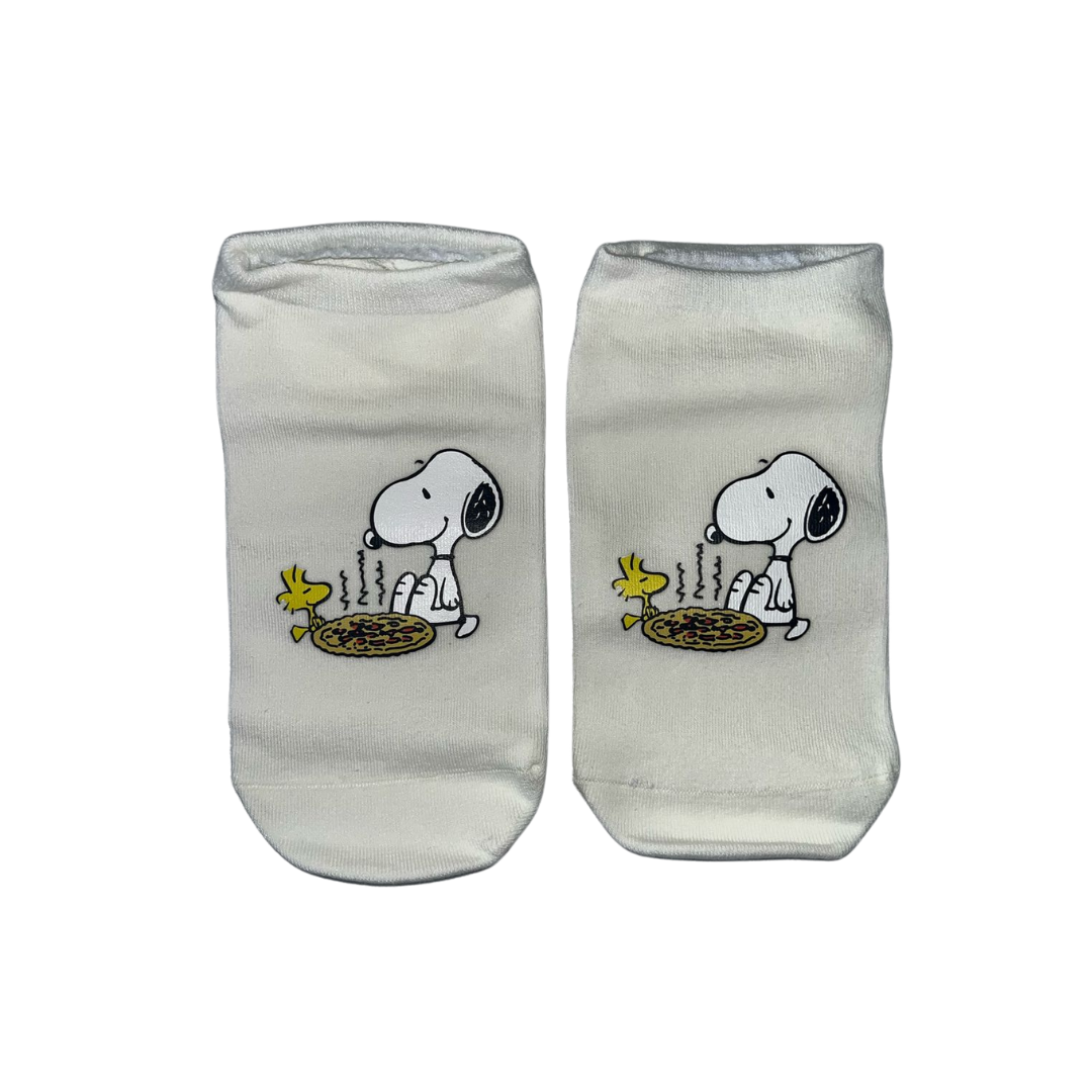 calcetines blancos de boca corta con estampado de Snoopy pizza 32-40