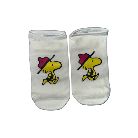 calcetines blancos de boca corta con estampado de Woodstock 32-40
