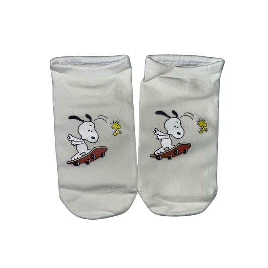 calcetines blancos de boca corta con estampado de Snoopy skater 32-40