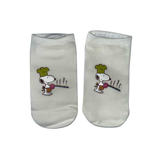 calcetines blancos de boca corta con estampado de Snoopy chef 32-40