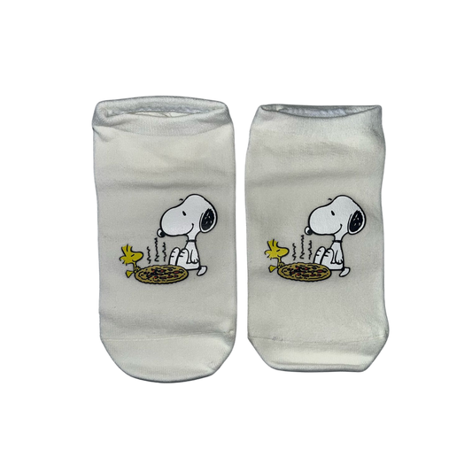 calcetines blancos de boca corta con estampado de Snoopy pizza 32-40