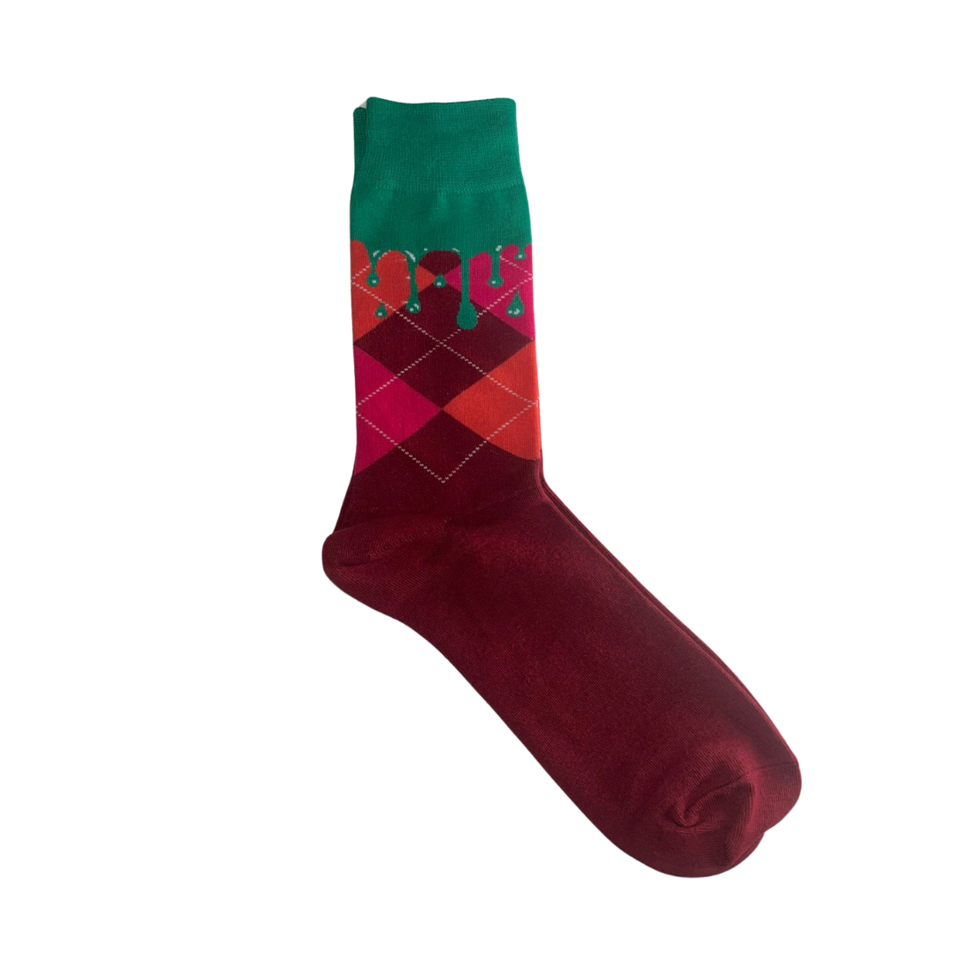 Calcetines clásicos rombos rojo y verde  35-43