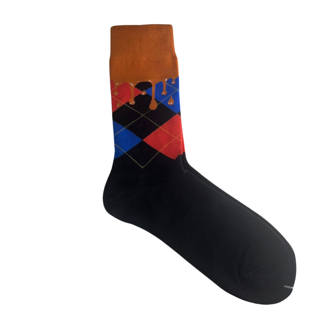 Calcetines clásicos rombos negros y naranjo  35-43