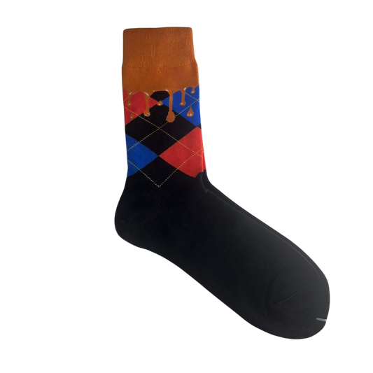 Calcetines clásicos rombos negros y naranjo  35-43